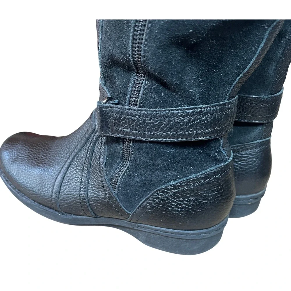 Clarks Womens Riding Knee High Boots 26105043 Womens 8.5M‎ Black Leather Suede